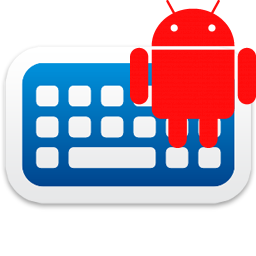 Logo de Android en rojo sobre teclado azul