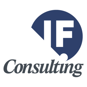 Logo identificativo de IFConsulting basado en caracteres con fondo azul
